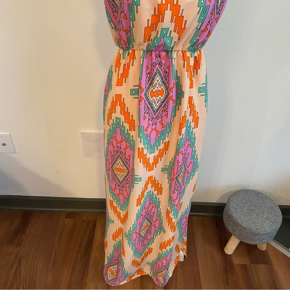 Pink Owl Aztec Print Strapless Maxi Dress Size Medium New With Tags - Picture 6 of 10
